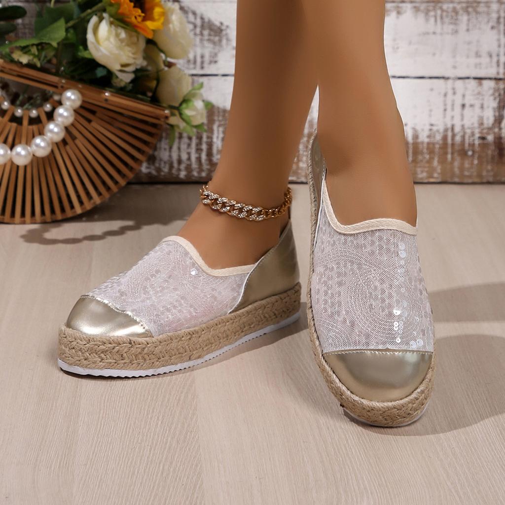 Mode Spleißen Pailletten Freizeitschuhe für Damen Slipper Mode Slip-on Mesh Sneakers Damenschuhe Große Größe 43 Damen Vulkanisierte Schuhe
