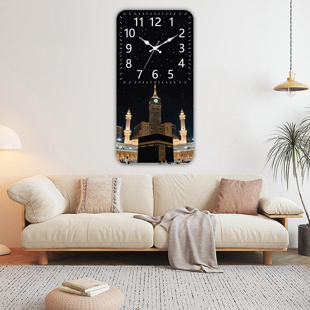 Muslim Style Architecture Pattern Clock Home Decor Atmosphere Wall Clock Islamic Design Living Room Decorative Hanging Clock