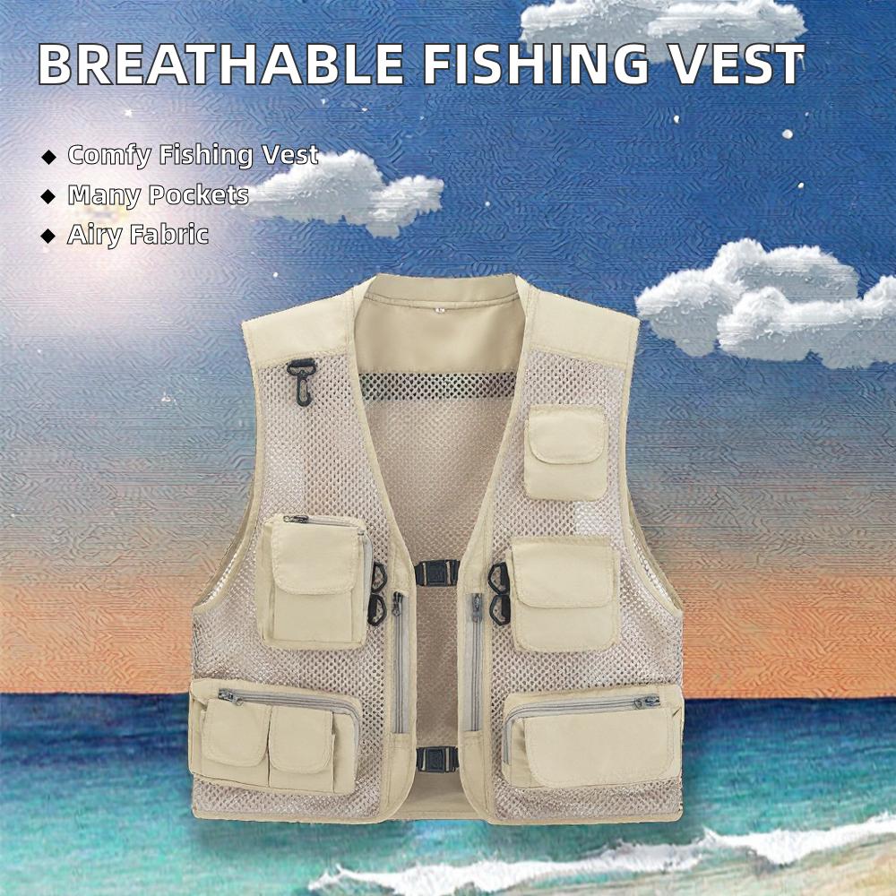 Summer Comfortable Fly Fishing Vest with Multi-Pockets Multi-Colors Breathable Mesh for Outdoor Sports Fishing Jacket