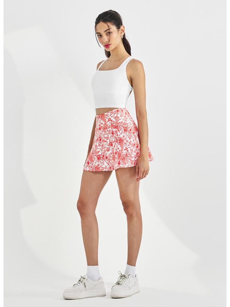 Women's Summer Activewear Set: Yoga Print Mini Skirt & Bra - Anti-Exposure for Outdoor Sports (Golf, Tennis, Badminton)