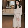 Half turtleneck medium and long solid color sweater knitted dress women's autumn and winter simple and thin bottoming skirt
