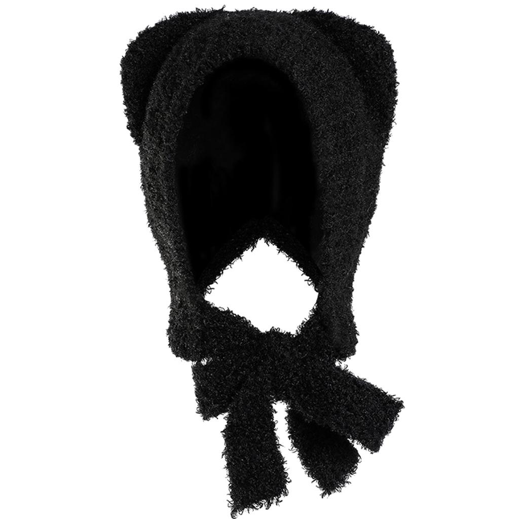 Cartoon Bear Ear Hat for Adult Women InsStyle Soft Ear Flap Beanie Cap Outdoor Sports Hooded Hat Breathable Bonnet Hat