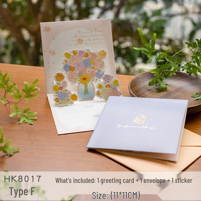 Senyu Ye 3D Floral Greeting Card: Fresh Style Birthday Wishes Thank You Card for Teacher