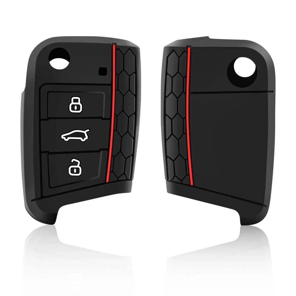 Silicone Car Key Case Cover For Vw Golf 7 Gti Polo T-Cross T-Roc Touran Tiguan Skoda Octavia Rapid Kodiaq Fabia Seat Ibiza Leon