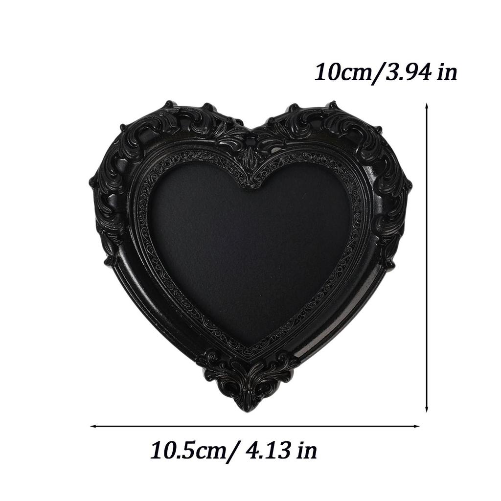 Mini Photo Frame Black Carved Resin Ornate Picture Frame Multi‑Shape Wall Mount Desktop Frame DIY Home Art Decoration Ornament