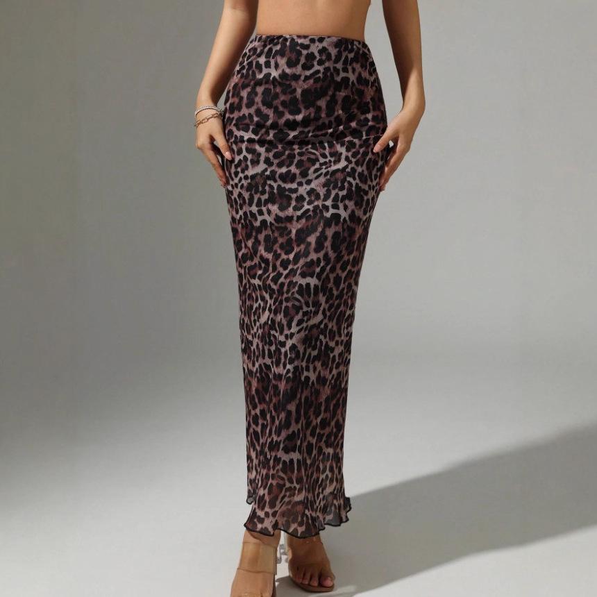 2025 Spring/Summer Leopard Print High-Waisted Slimming Skirt