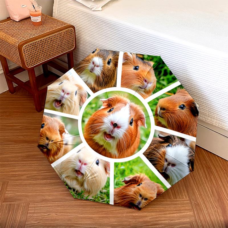 1 Stück Automatischer Faltregenschirm - Meerschweinchen-Muster, Tragbares & Faltbares Design mit 8 Speichen, Weihnachts-Geburtstagsgeschenke