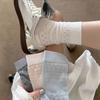 White Perforated Sock - Summer Lightweight Breathable Pure Cotton Mid-calf Socks, Pile Socks, Trendy Breathable Cotton Socks