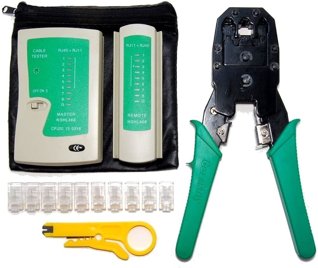 

Idomise LAN cable tester modular pliers peeling tool 50 LAN plugs set + (crimping tool) + +