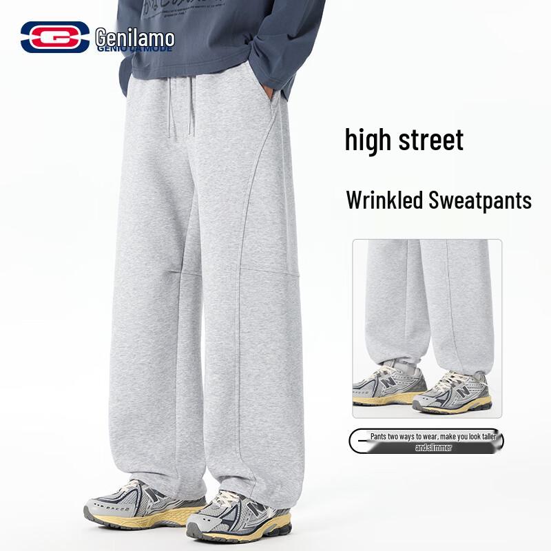 

GENIOLAMODE Men s Pleated Loose Fit Straight-Leg Sweatpants 2XL