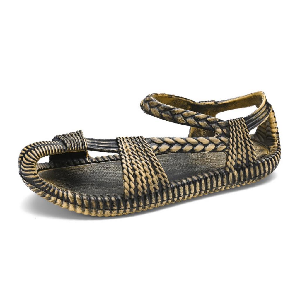36-47 Paar Sommer Neue Grasschuhe Gewebtes Muster Strandsandalen für Herren, Herrenschuhe in Übergröße