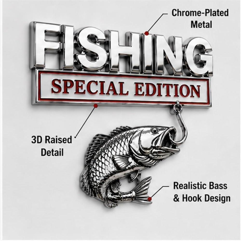 Metal Fishing Emblem Fishing Vehicle Emblem Fishing Themed Auto Badge  Vehicle Accessories