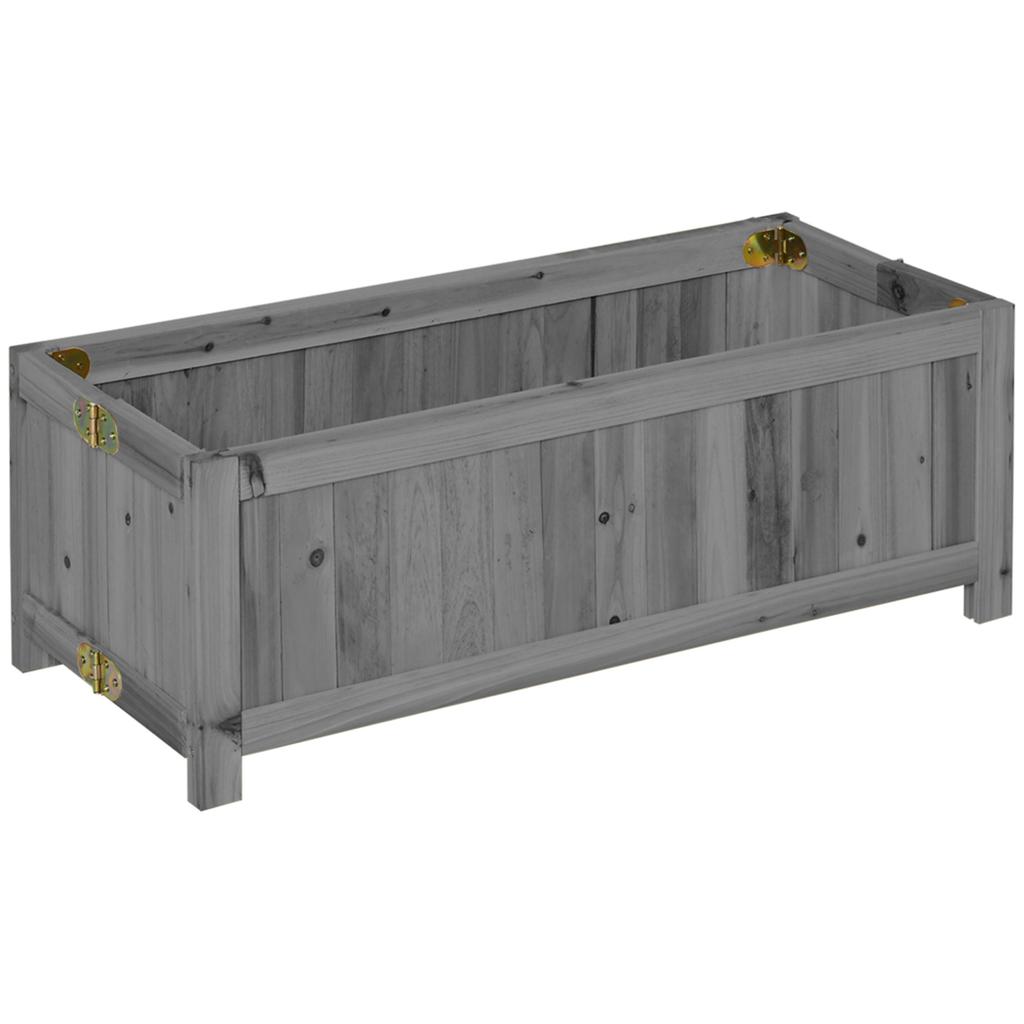 Folding Wooden Raised Planter, Vegetables Flowers, 70 X 30 X 25 Cm, Grey