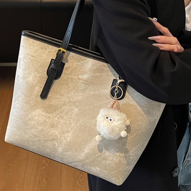 Toteväska med stor kapacitet Trendig Retro Flerfacksväska Enkel axelväska High-end pendlarväska för arbete