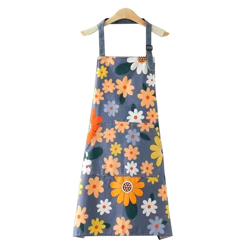 Cute Flower Kitchen Household Oil-Proof Cooking Apron For Women Children Men Kitchen Waterproof Adult Coffee Baking Accessories