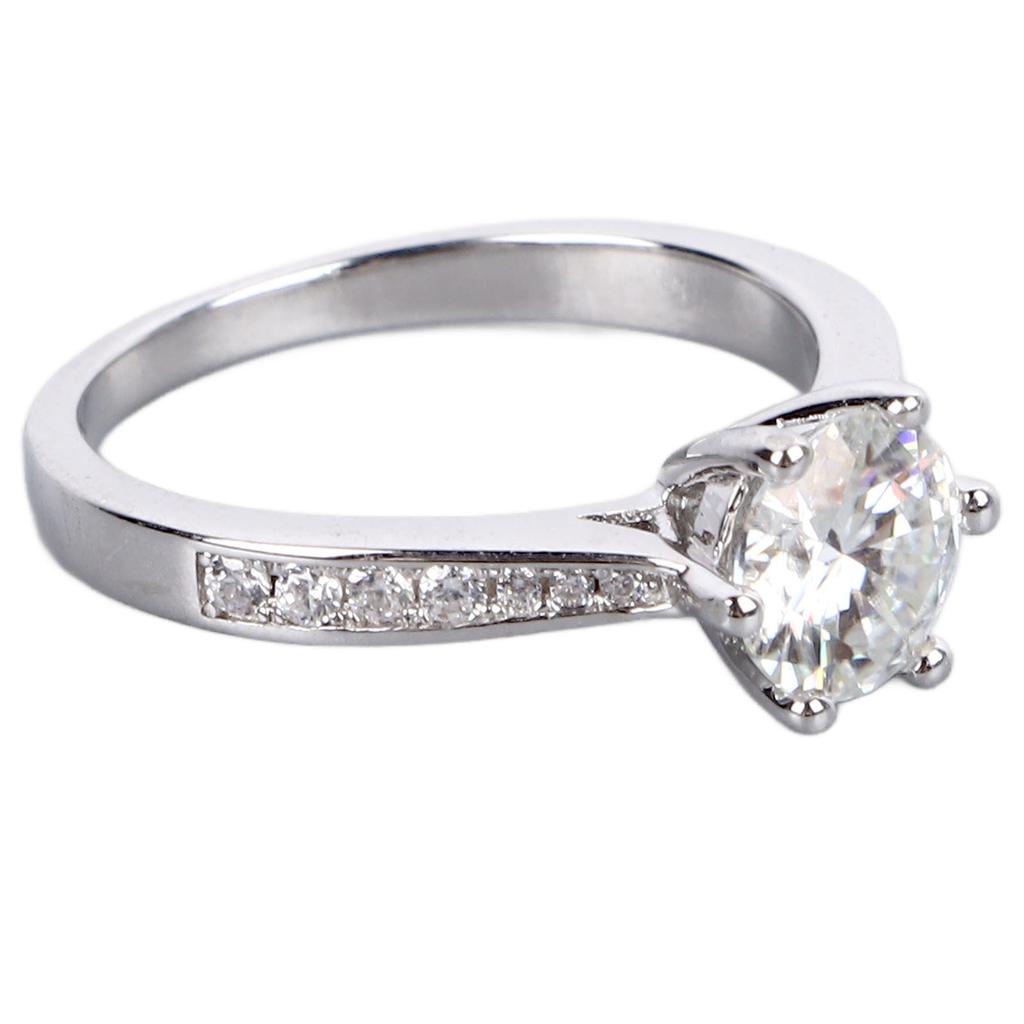 Women Fashionable Silver Ring Exquisite Shiny Zirconia Ring Jewelry Accessory for Wedding Party HK Size 11