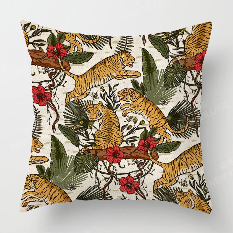 Home Decor Exotic Jungle Animals Pillow Covers For Home Pattern Cushion Cover Suitable For Sofa Bedroom Car Pillow Cover