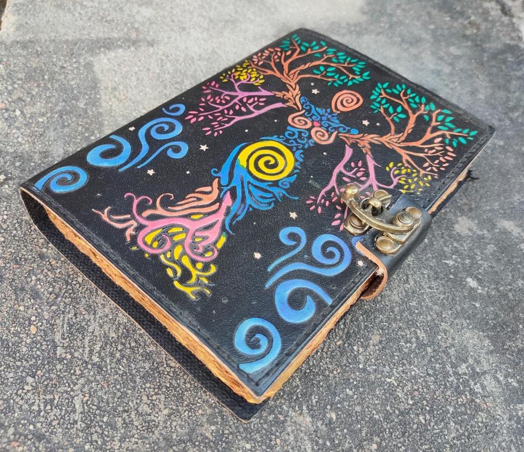 Embossed Leather Journal: Mother Earth, Tree of Life, Deckle Edge
