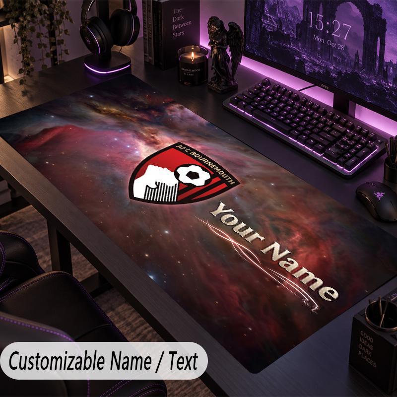 Custom Text Big Mousepad, Extended Desk Pad For Laptop Work GameBournemouth Football