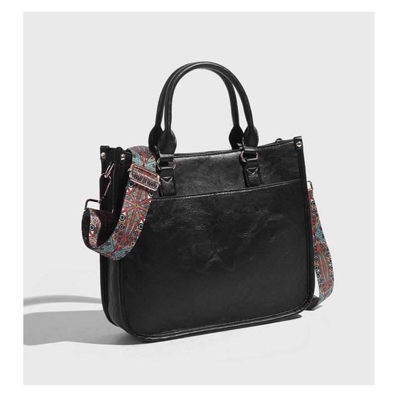 European and American Retro Hand-tool Tote Bag Fashionable and Versatile One-shoulder Casual Wide Shoulder Strap Crossbody Bag