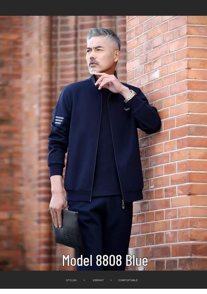 Men's Spring and Autumn Sports Suit for Middle-aged and Elderly – Grandpa Casual Two-Piece Set