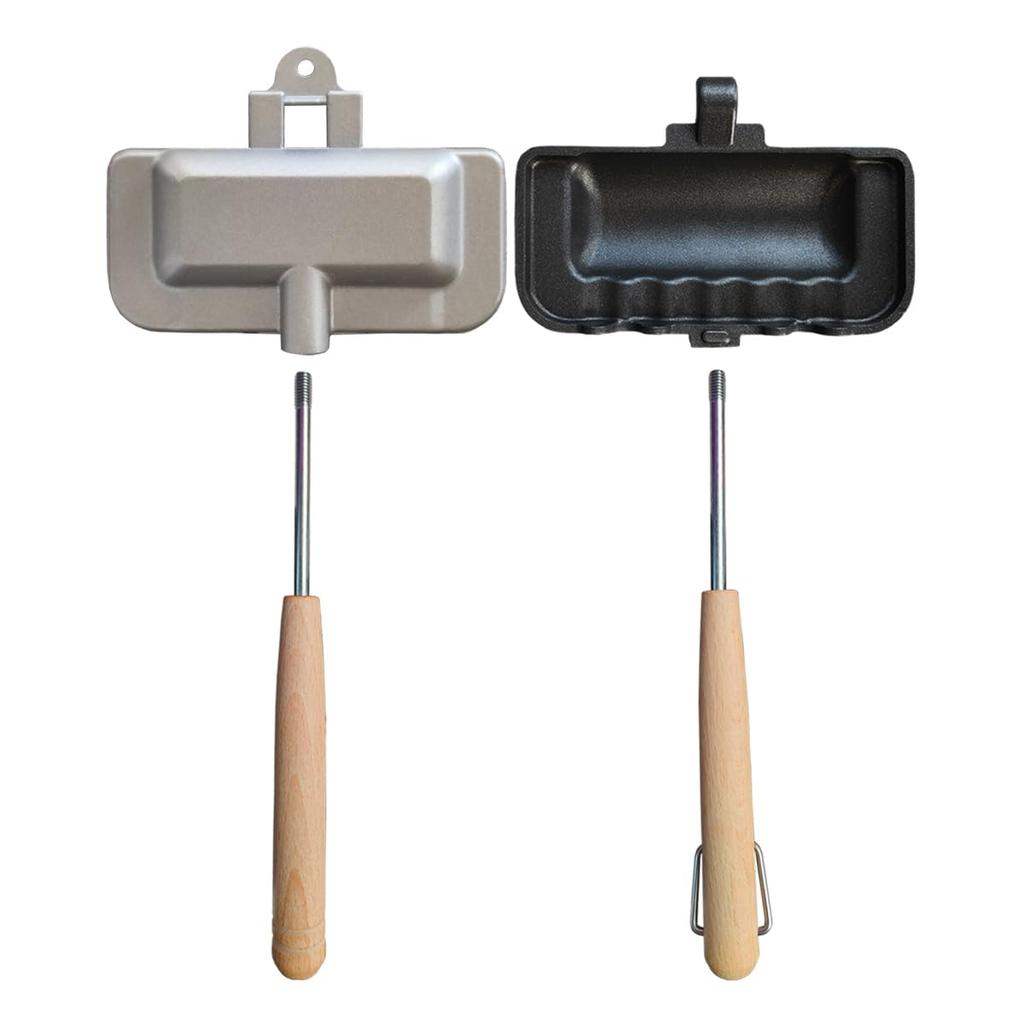 AKINOYAMA Hot Sandwich Direct Heat Detachable Single Wooden Easy To Outdoor Compact Maker, Type, Handle, Slice, Lightweight, Non-stick Coating,