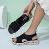 Sandals Women's Sports Sandals 2025 Summer Thick Soled Rhinestone Knitted Sandals Casual Comfortable Sports Cool Slippers