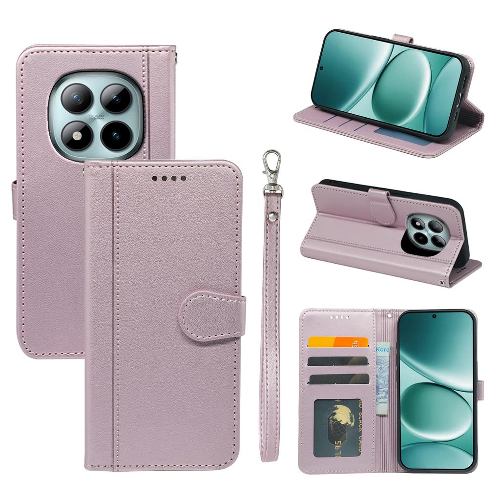 Pro Xiaomi Poco M8 Pro 5G/Redmi Note 15 Pro+ 5G (Globální) Peněženkové pouzdro Magnetické zapínání Kožený kryt na telefon s popruhem