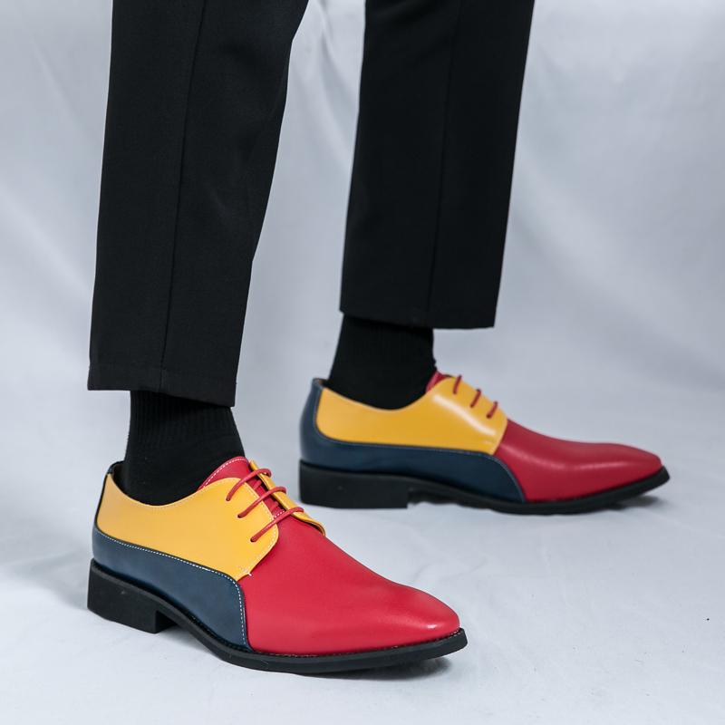 Fashion Colour Splicing Together Men Shoes Oxford Male Wedding Party Formal Leather Shoes Dress Shoe Casual Men High Quality Social Shoe