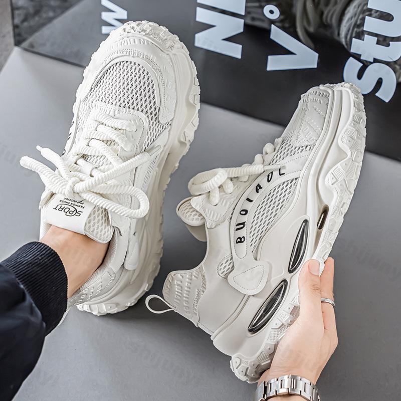 Fashion Niche Mesh Breathable Low Top Thick Soled Casual Sports Shoes for Men 2025 Autumn Fashion Versatile Comfortable Chunky sneakers