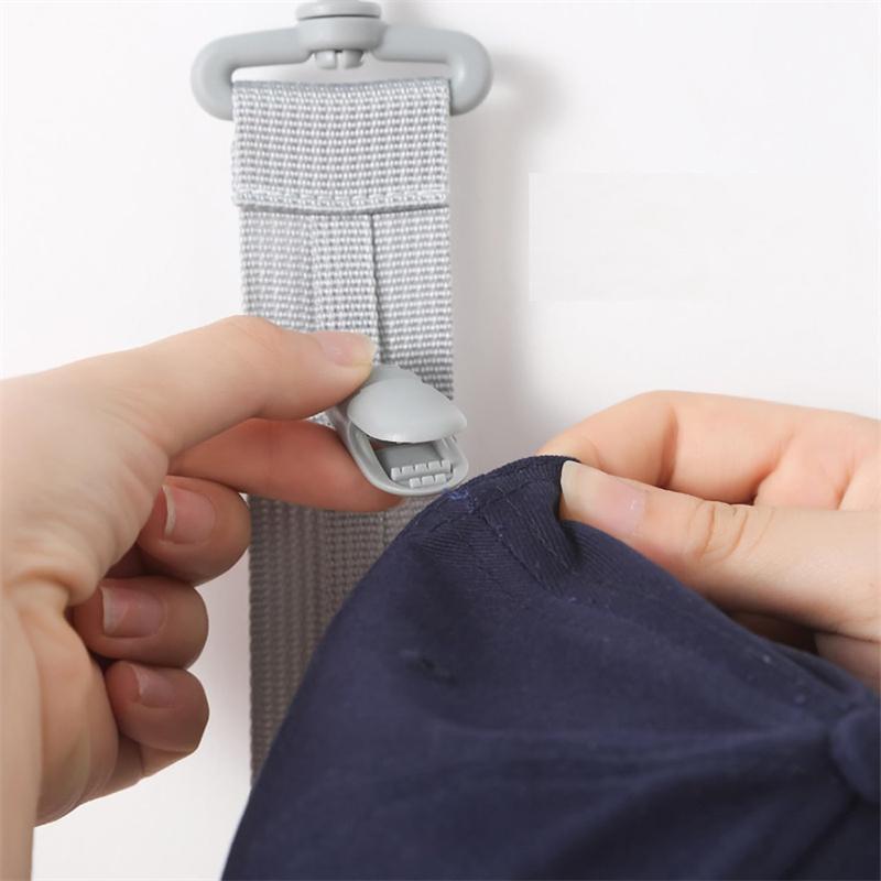 Closet Hat Rack Hanging Hat Organizer with 8 Rotatable Clamp Clips Wardrobe Foldable Hanging Organizer Display for Baseball Caps