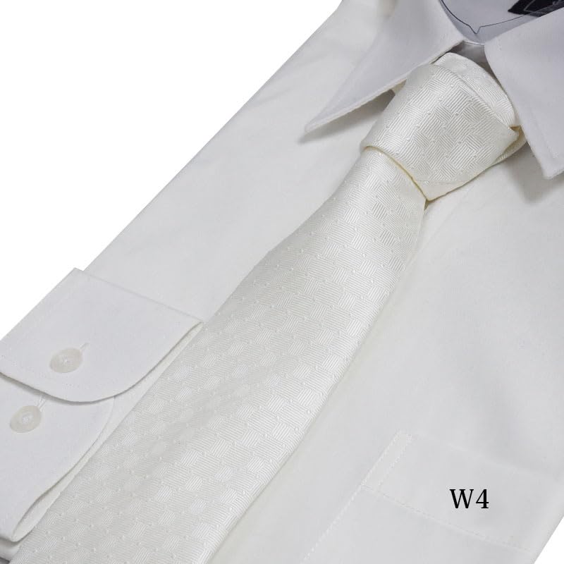 Tie Pocket Square Wedding [Michiko London] & Set, White, Formal, (05)
