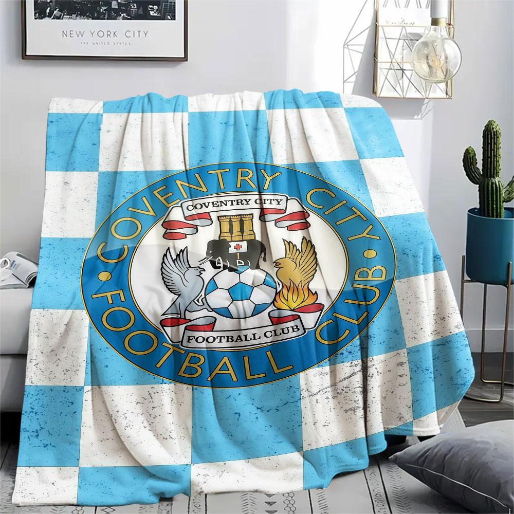 Coventry City FC Printed Flannel Blanket, Soft Throw for Bedroom Sofa, Washable, Christmas Present, Great Gift.