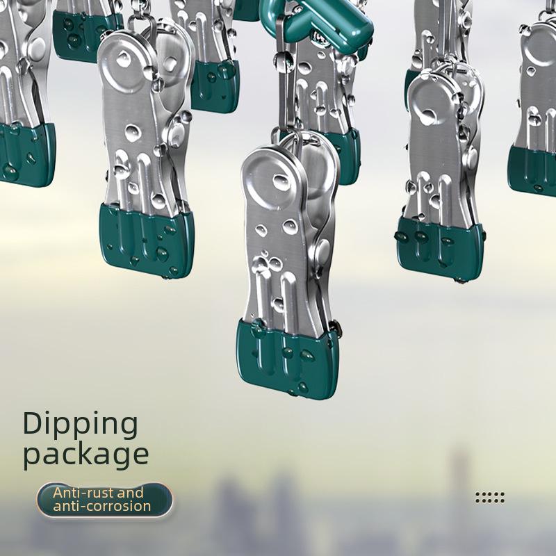 Stainless Steel Windproof Multi-Function Clothes Hanger with Clips for Drying Socks, Underwear, and Pantyhose