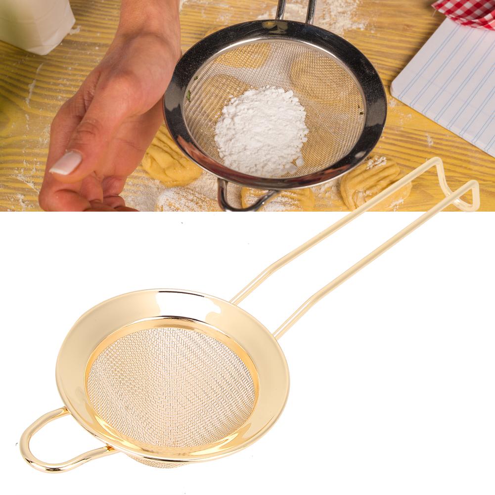 Stainless Steel Cone Shape Cake Powder Filter Cocktail Mesh Strainer Bar AccessoriesGold
