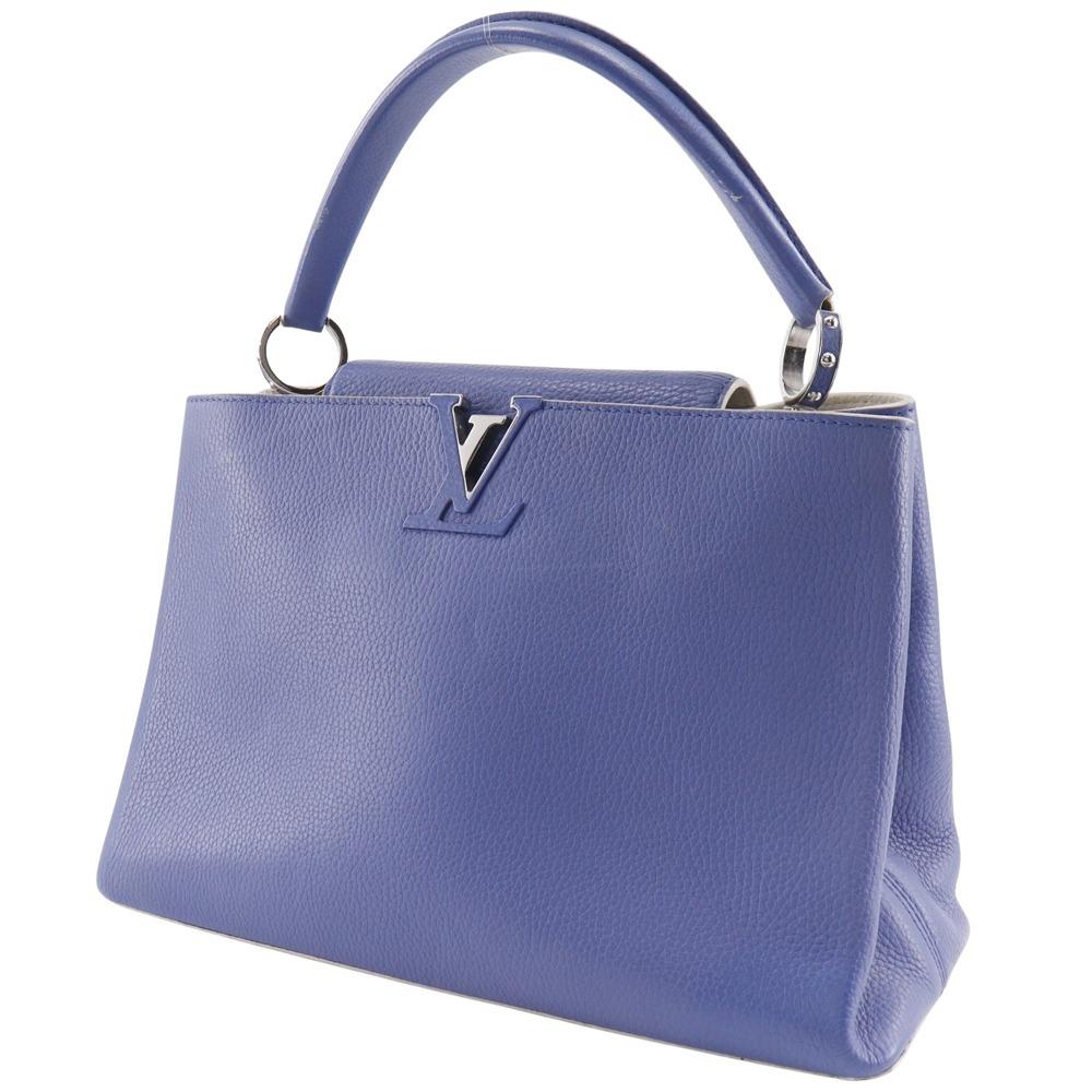 LOUIS VUITTON CAPCSINE MM Handbag Parnasea Blue / white/Taurillon Clemence Leather Women Used