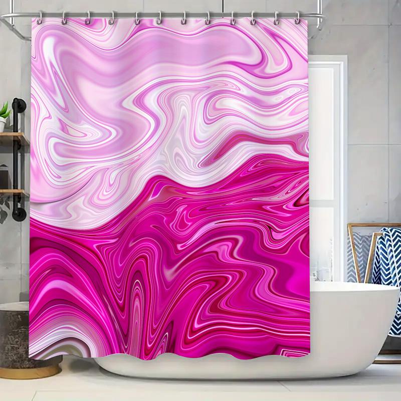 

Shower Curtain Waterproof Fabric Print Pink Marble Bathroom Decor Shower Panels Modern Shampoo Soap Dispenser Bag W60H190(CM)-1 Pcs