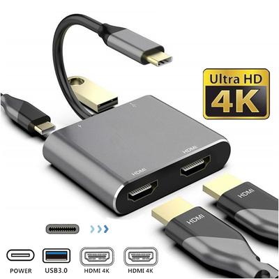 USB Type C Hub To Dual 4K HD HDMI USB 3.0 PD Charge Port USB-C Docking Station Adapter Support Dual-Screen Display For MacBook
