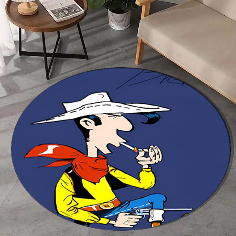 Luke Wild West Round Rug for Livingroom,Bedroom, Palyroom, Chair Rug, Area rug, Circle Carpet, Large Size Fan Christmas gift