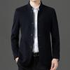 Men's Wool Stand-Up Collar Zhongshan Jacket: Business Casual Suit for Middle-aged and Elderly