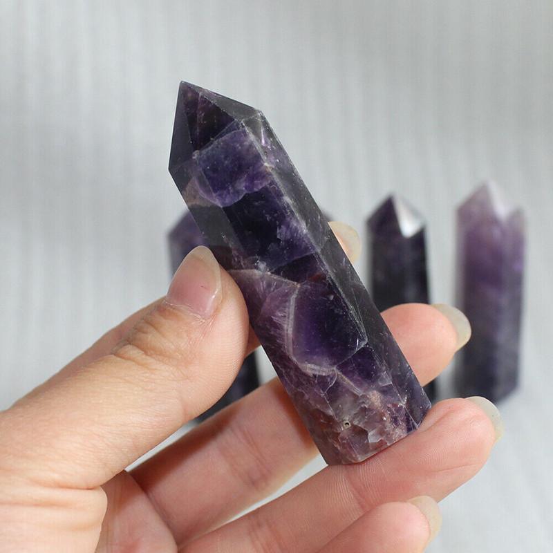 6070mm Natural Quartz Crystal Point Healing Obelisk Hexagonal Wand Decor Reiki