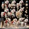 Christmas Horse Ornaments 2D Acrylic Vintage Horse Christmas Tree Hanging Decoration Western Theme Animal Ornaments for Xmas Tree Home Decor