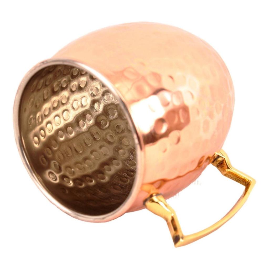 Copper Nickel Round Shaped Hammered Design Moscow Mule Beer Mug Cup, Volume-530ML, Set of 6