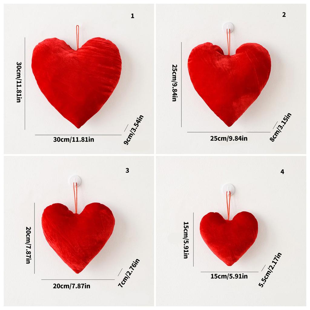 Plush Heart Pendant Valentine's Decoration Soft Stuffed Heart Ornament For Wedding Engagement Anniversary Celebration