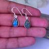 Solid 925 Sterling Silver Labradorite Gemstone Women Dangler Minimalist Earring Jewelry