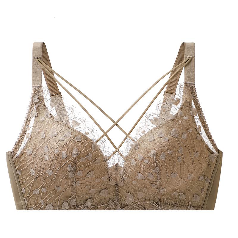 Sexy Versatile Lace Sexy Cross Breast Strap Smithy Back No Steel Rim Gathering Show Large Bra