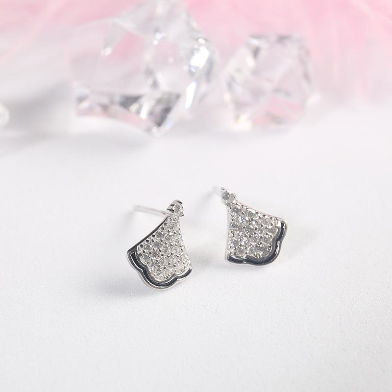 Fan-shaped Micro-studded Diamond Earrings Earrings Korean Zirconium Girlfriend Gift