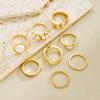 8Pcs/Set Gold Color Imitation Pearl Crystal Rings for Women Geometric Wave Cross Twisted Finger Ring Fashion Jewelry Accessories