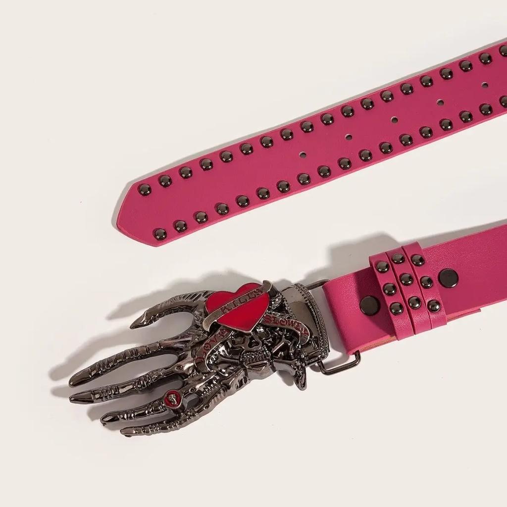 Gothic Punk Leather Y2k Belt For Women Men Metal Buckle Waist Strap Designer Luxury Female Jeans Trouser Decorative Waistband