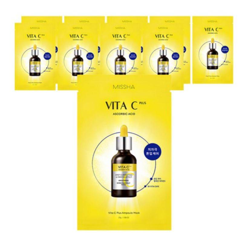 MISSHA Vita C Plus Ampoule Sheet Mask Brightening Vitamin C Hydrating Mask 10 Sheets